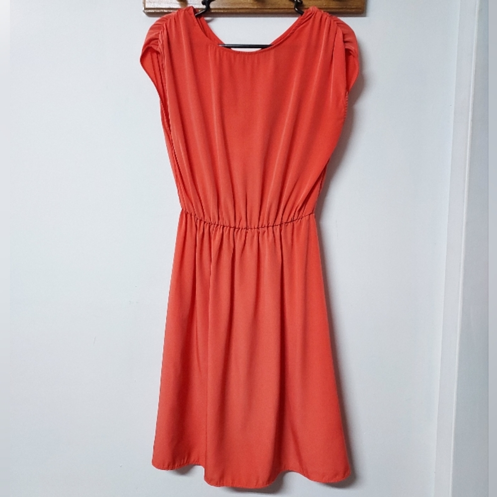 🍂 Mossimo Y2K 2000s orange ruched goddess dress women's S junior's M